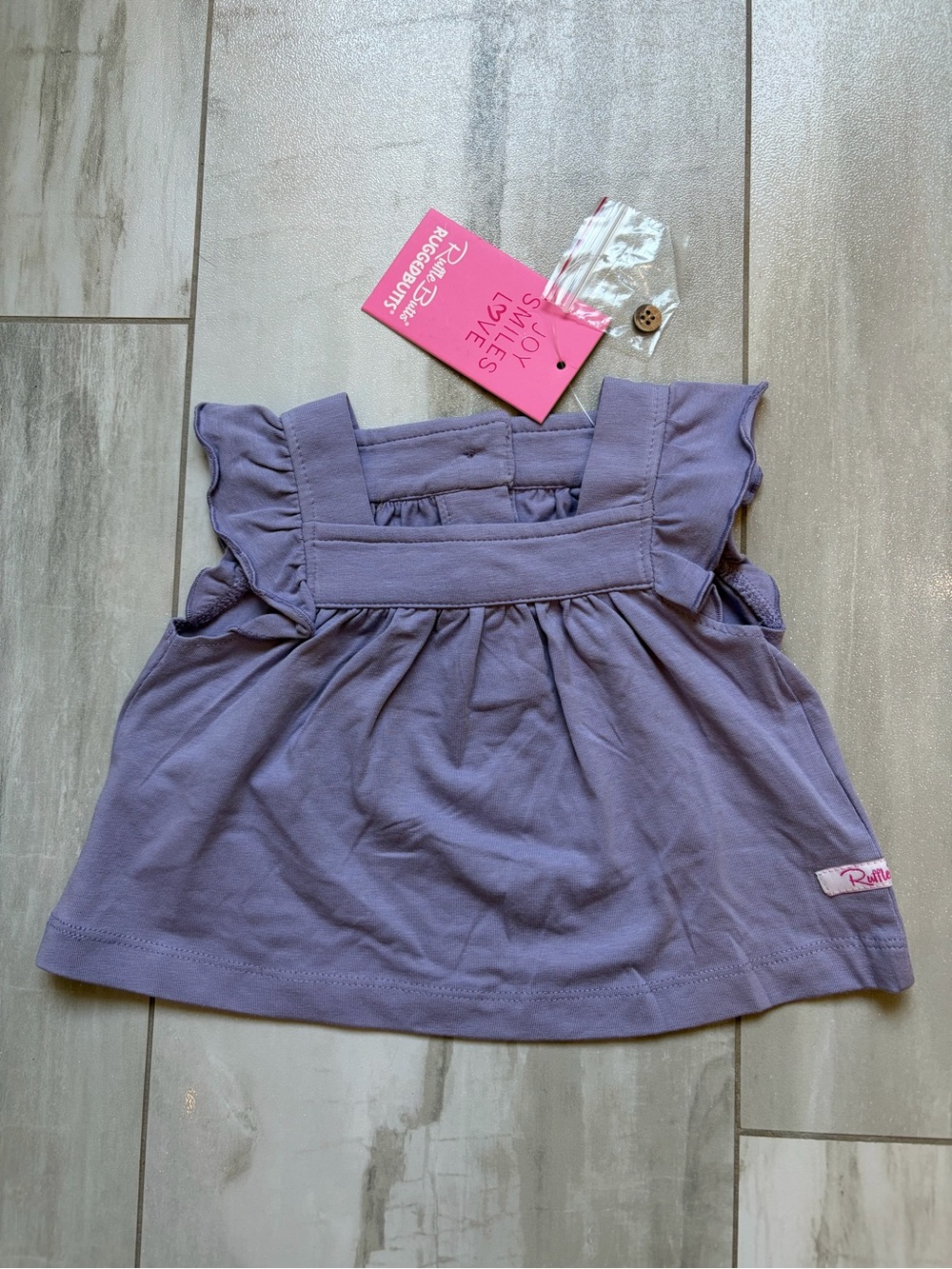 NWT RuffleButts Essentials Purple Square Neck Flutter Sleeve Top girls 0-3M